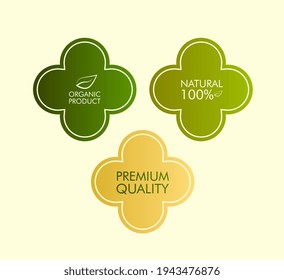 Organic, Herbal, and Premium quality sticker label, icon or symbol, for healthy product