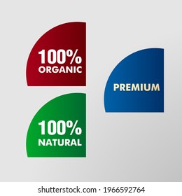 Organic, Herbal, and Premium quality sticker label, icon or symbol, for healthy product