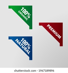 Organic, Herbal, and Premium quality sticker label, icon or symbol, for healthy produc