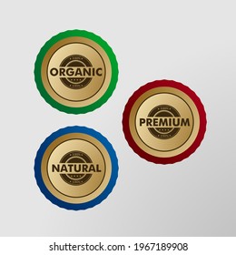 Organic, Herbal, and Premium quality sticker label, icon or symbol, for healthy produc