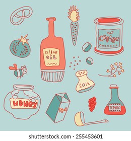Organic  home food. Hand drawn style. Vector illustration eps10.