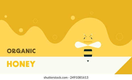 Organic honey abstract background with minimal bee and honey abstract. Vector illustration.