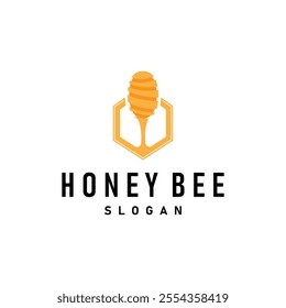 Organic honey bee logo design retro vintage concept bee animal premium template bumblebee