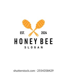 Organic honey bee logo design retro vintage concept bee animal premium template bumblebee