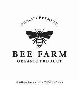 Organic honey bee retro logo.Logo for honey shop, label,business.