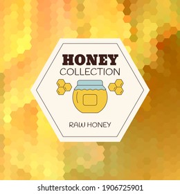 Organic honey collection logo, label, tags design elements. Concept for honey package, banner, wrapping.