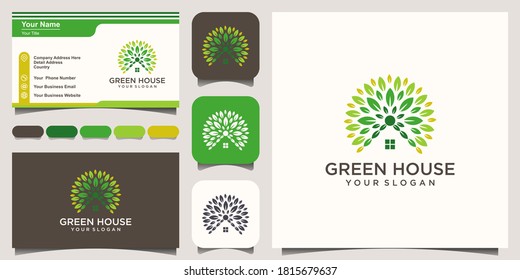 Organic House logo design template ,Home logo ,House care logo , Vector illustration, set of logo and business card design