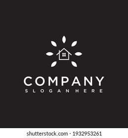 organic house vector outline logo design