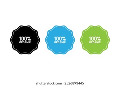 Organic icon. 100% organic logo, sticker, label, or food packaging stamp. Organic product.