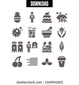 organic icon. 16 organic vector set. flowers, lemon, coffee cup and bacteria icons for web and design about organic theme