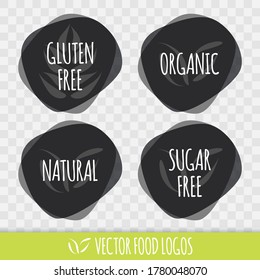 Organic icon. Gray white vector sign isolated on transparent background. Illustration symbol for food, product sticker, logo, package, label, design element