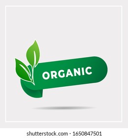 Organic icon, green Banner, Vegan, eco, bio, organic, fresh, healthy, 100 percent, nateral food. Natural product. Collection of emblem cafe, badges, tags, packaging. Vector illustration.