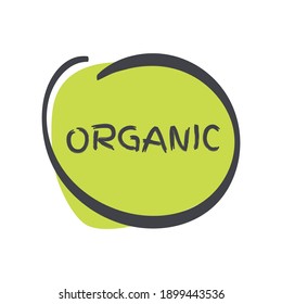 Organic icon. Green gray vector sign isolated. Illustration symbol for food, product sticker, logo, package, label, diet, design element