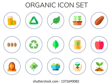 organic icon set. 15 flat organic icons. 