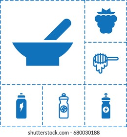 Organic icon. set of 6 organic filled and outline icons such as bowl, mulberry, energy drink, energetic drink