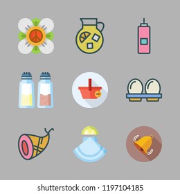 organic icon set. vector set about lemonade, eggs, oyster and bell icons set.
