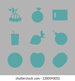 organic icon set. vector set about nuts, radish, kitchen board and berry icons set.