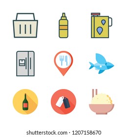 organic icon set. vector set about fridge, products, mustard and shopping basket icons set.