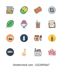 organic icon set. vector set about crop, letter, image and shopping basket icons set.