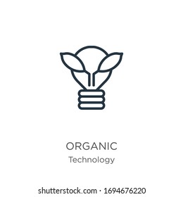 Organic icon. Thin linear organic outline icon isolated on white background from technology collection. Line vector sign, symbol for web and mobile