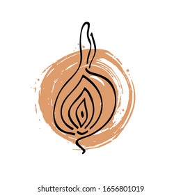 Organic icon in trendy linear style - abstract emblem for organic shop, healthy food store or vegetarian cafe, agriculture symbol.