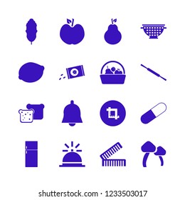 organic icon. organic vector icons set pear, combs, leaf and colander