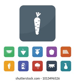 Organic icons. vector collection filled organic icons such as field, grapes, pear, beet, sowing, udder, carrot, milk, apple