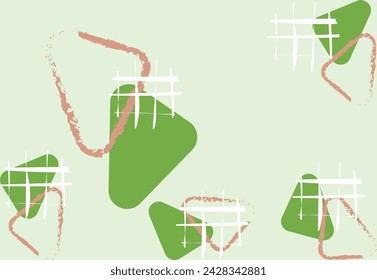 organic illustration with abstract shapes, green print. vector illustration
