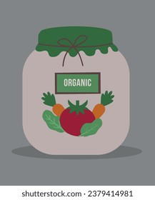 Organic Illustration with Jar of Canned Vegetable