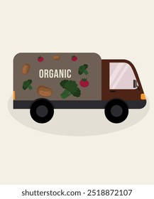 Organic Illustration with Van and Vegetables