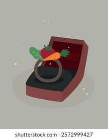 Organic Illustration with Vegetables Ring at Box