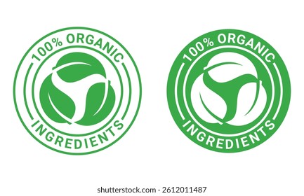 Organic ingredients green leaf label icon vector template