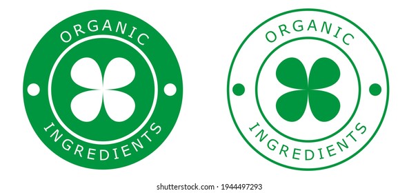 Ingredientes orgánicos icono de etiqueta de vector hoja verde