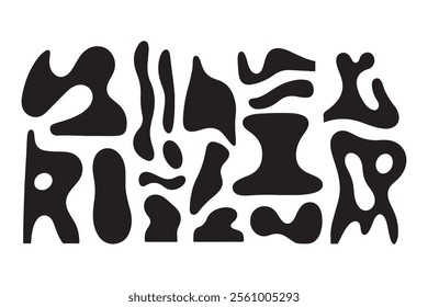 Organic Ink Shapes on White Background