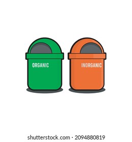 Organic and inorganic trash bin flat illustration