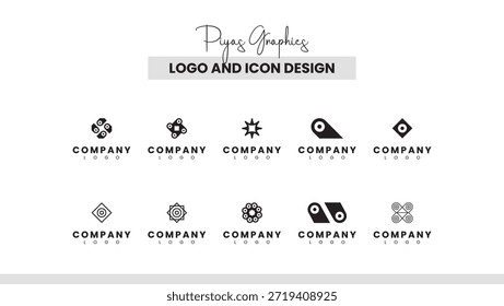 Conjunto de rejilla de icono de logotipo entrelazado orgánico