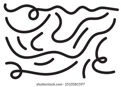 Organic irregular bold lines seamless pattern. Vector wavy strokes ornament. Abstract background with white artboard.