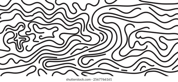 Organic irregular bold lines seamless pattern. Vector wavy strokes ornament. isolated on white background.