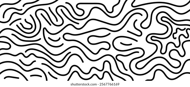Organic irregular bold lines seamless pattern. Vector wavy strokes ornament. isolated on white background.