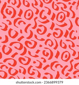 
Organic irregular circular lines vector seamless pattern. Vector, pattern. Hand drawn organic shapes and circles on red. Marker strokes.