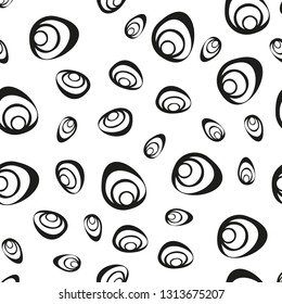 Organic Irregular Rounded Shapes. Abstract Geometric Background Design. Vector Seamless Black and White Pattern.