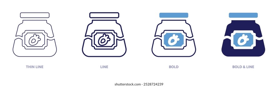 Organic jam icon in 4 different styles. Thin Line, Line, Bold, and Bold Line. Duotone style. Editable stroke.