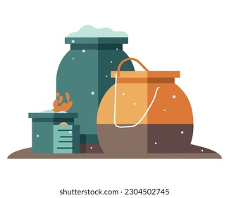 Jares y cubos orgánicos sobre blanco