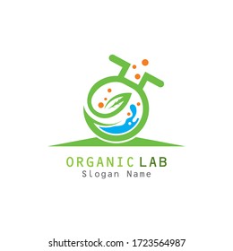 Organic lab with leaf premium logo illustration vector icon