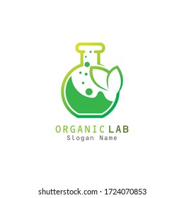 Icono vectorial del laboratorio orgánico con el logotipo premium de hoja