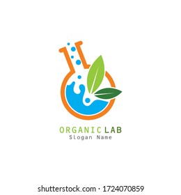 Organic lab with leaf premium logo illustration vector icon
