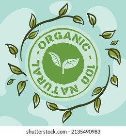 organic label cartel with leaves