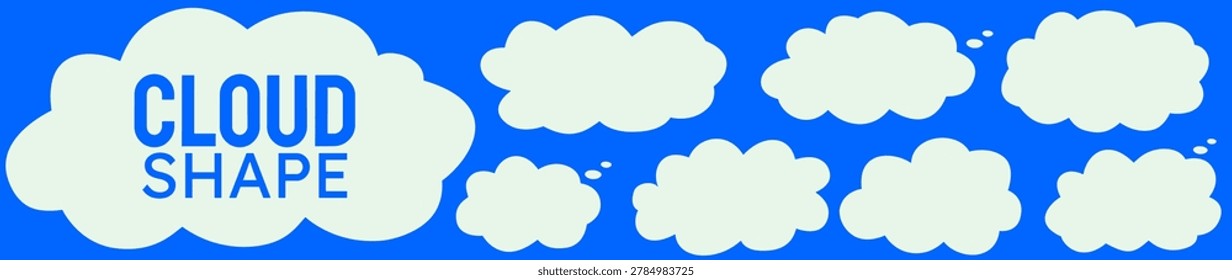Organic label cloud bubble with fluffy edges, freeform shape for speech, modern cloud label and fluffy shape contour.