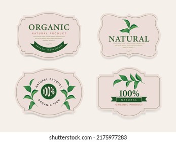 Organic label, natural label, organic banner with hand drawn stain brush watercolor. Tag and badge organic logo vegan food mark.