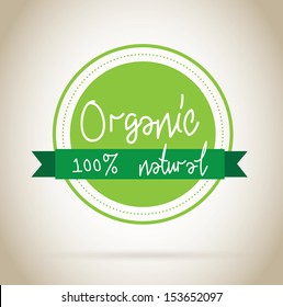 organic label over beige background vector illustration 